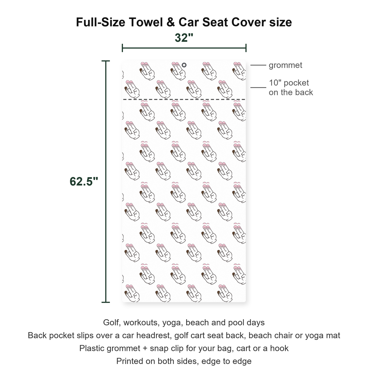 The Shocker Full-Size Towel & Car Seat Cover - Size Chart