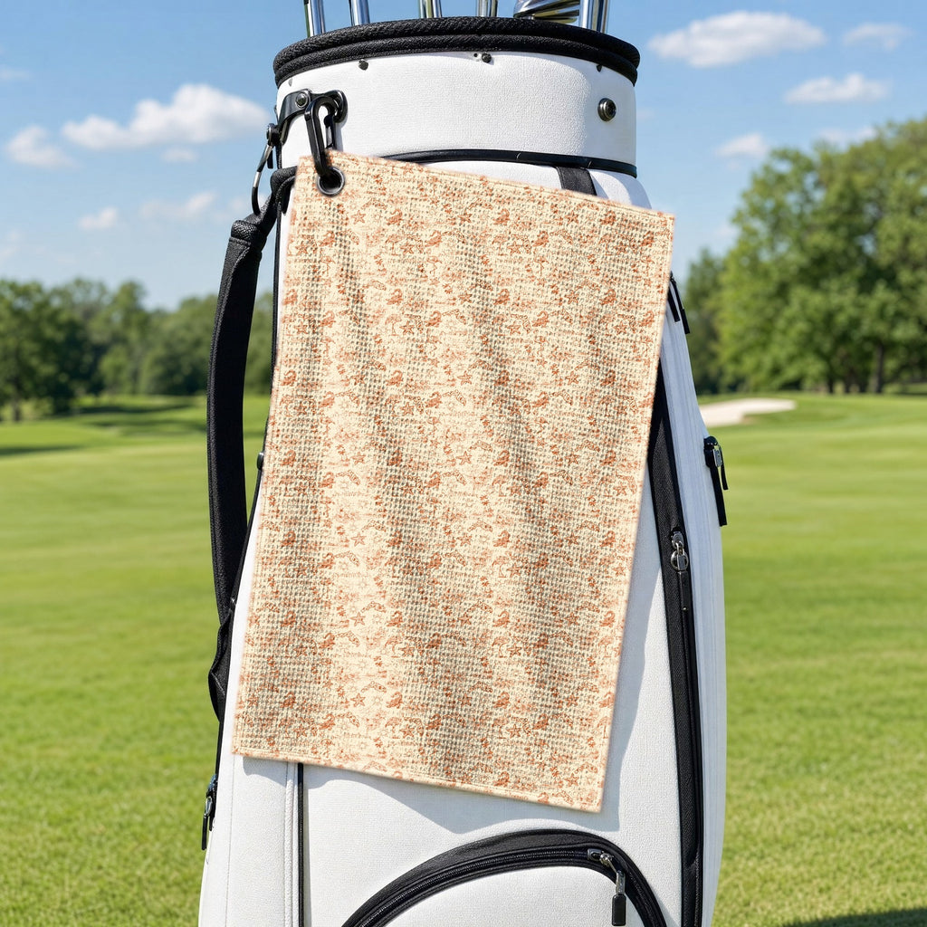 The Sunshine Golf Towel - Hanging on a Golf Bag