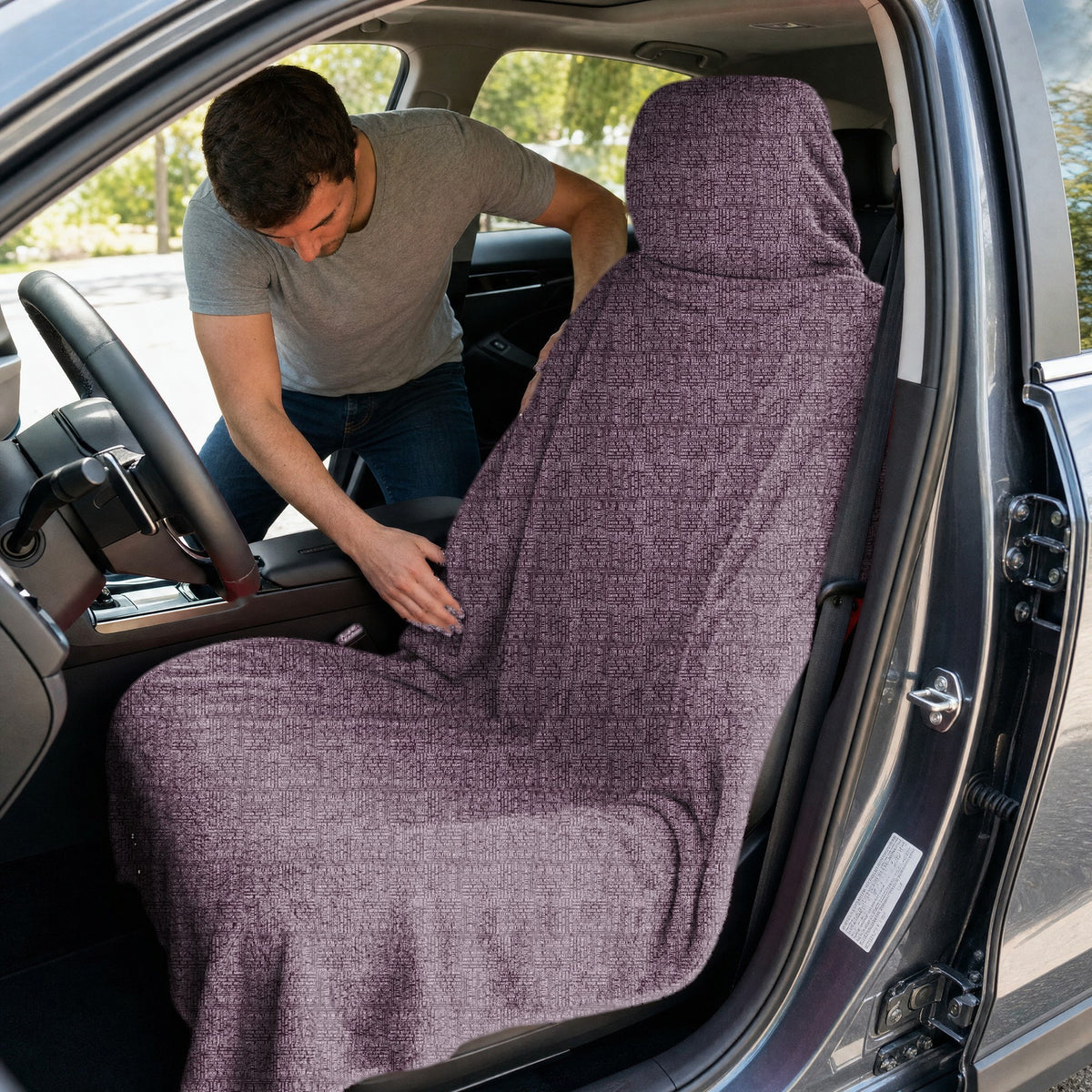 Tony and Ezekiel Full-Size Towel & Car Seat Cover - In the Car