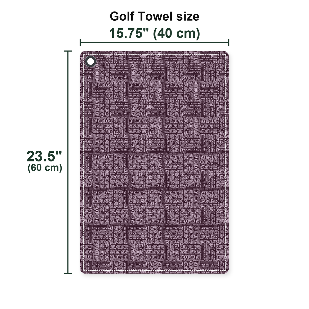 Tony and Ezekiel Golf Towel - Size Chart