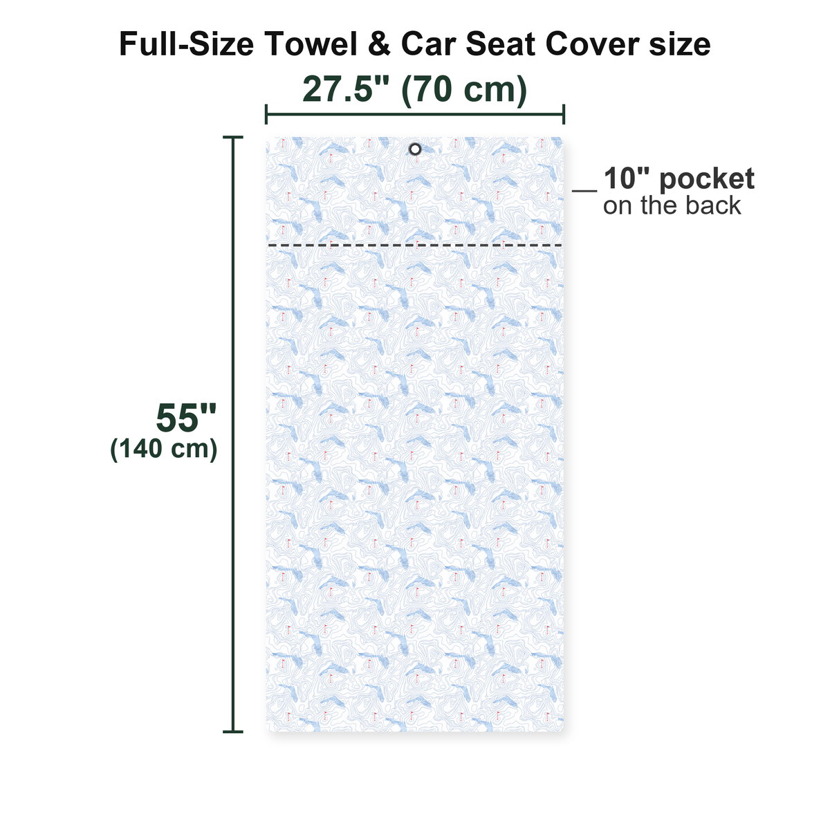 Topo Florida Full-Size Towel & Car Seat Cover - Size Chart