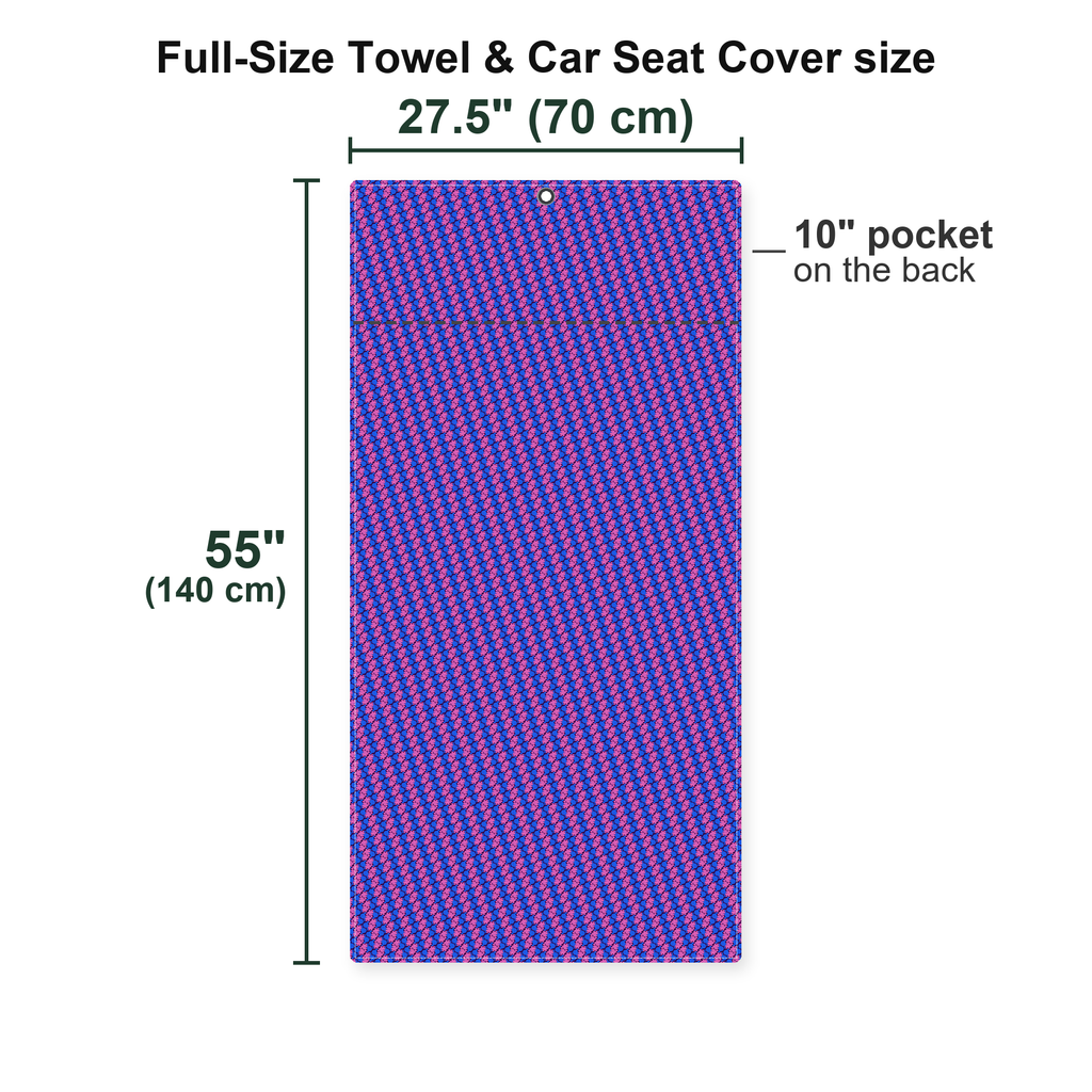 Tortoise Love Full-Size Towel & Car Seat Cover - Size Chart