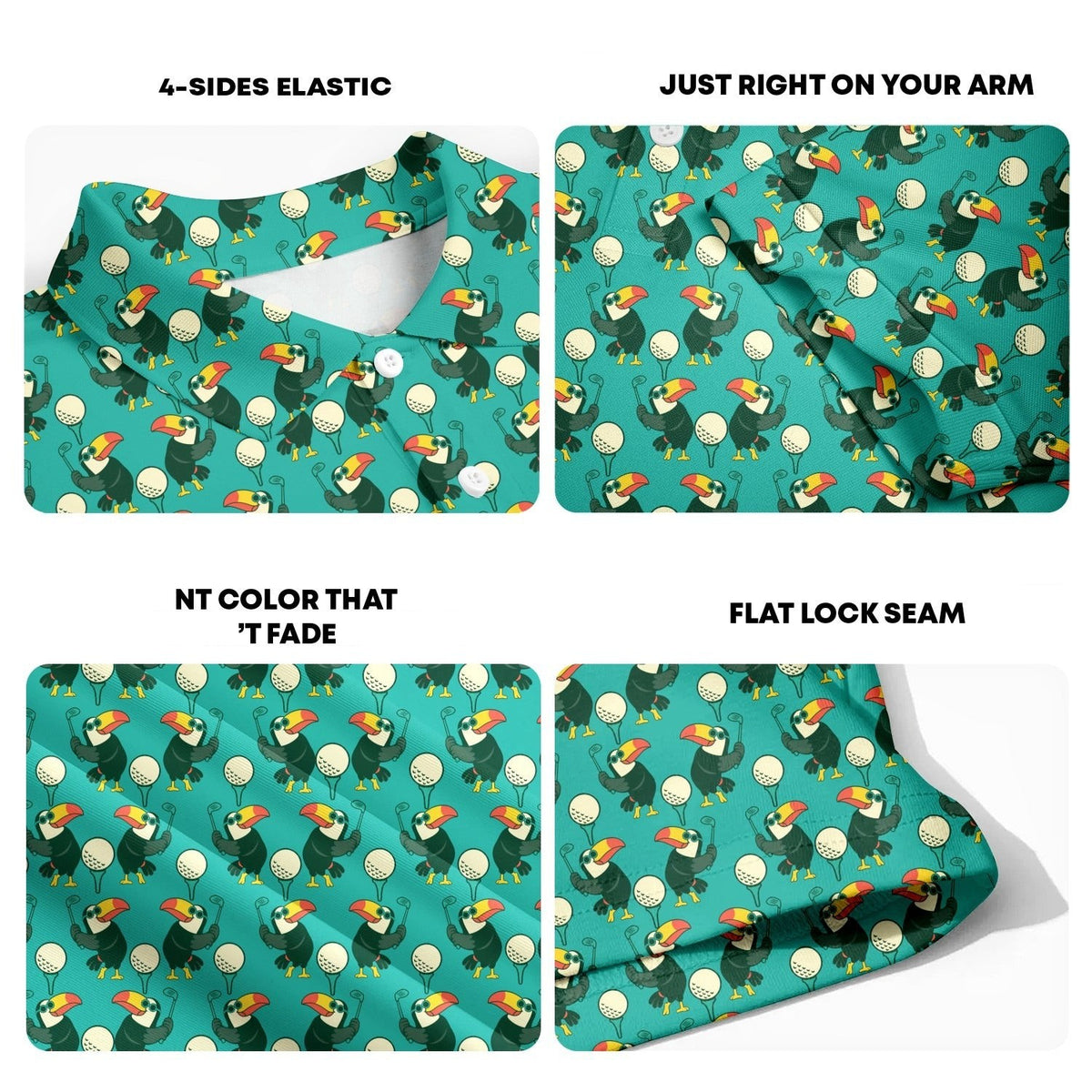 Toucan Tee Time Polo Shirt For Men - Fabric Detail