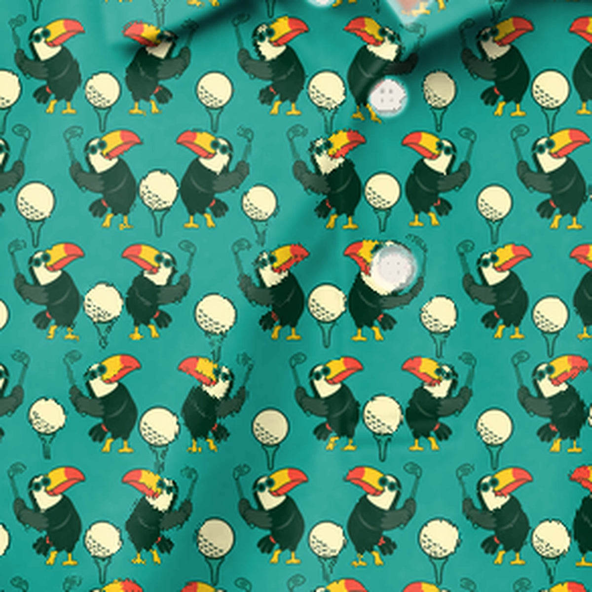 Toucan Tee Time Youth Golf Polo - Detail Close-up