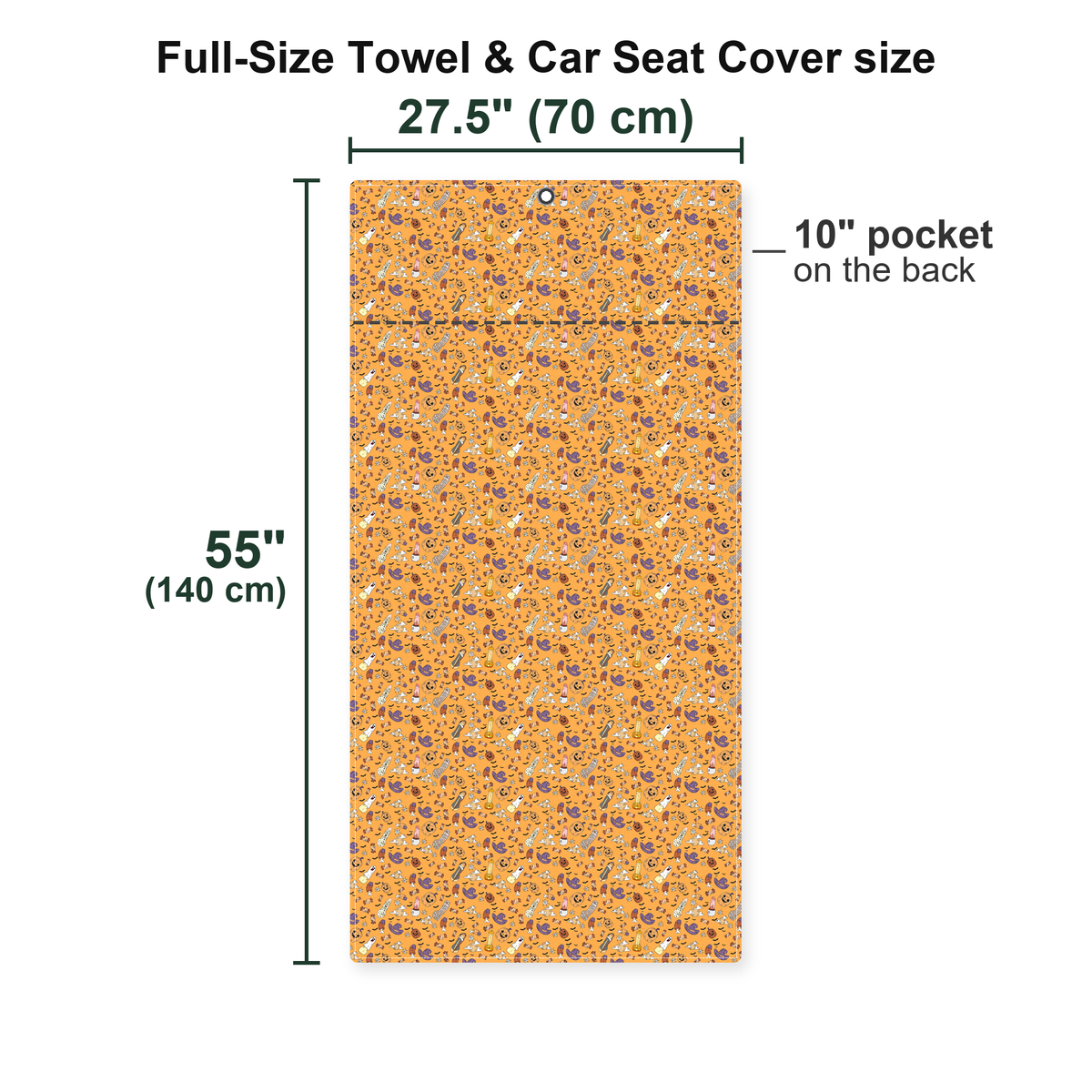 Trick or Meat Full-Size Towel & Car Seat Cover - Size Chart