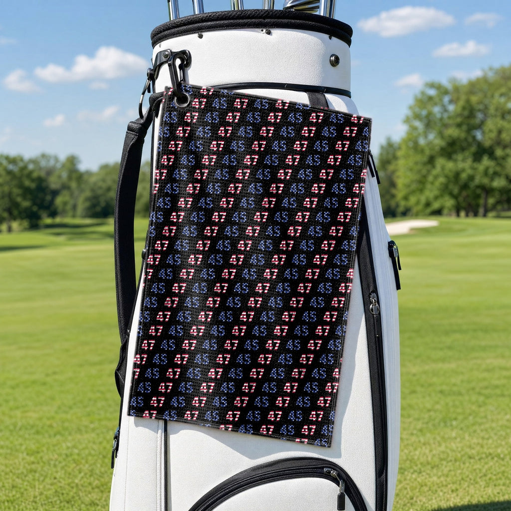 True American Special Edition Golf Towel - Hanging on a Golf Bag