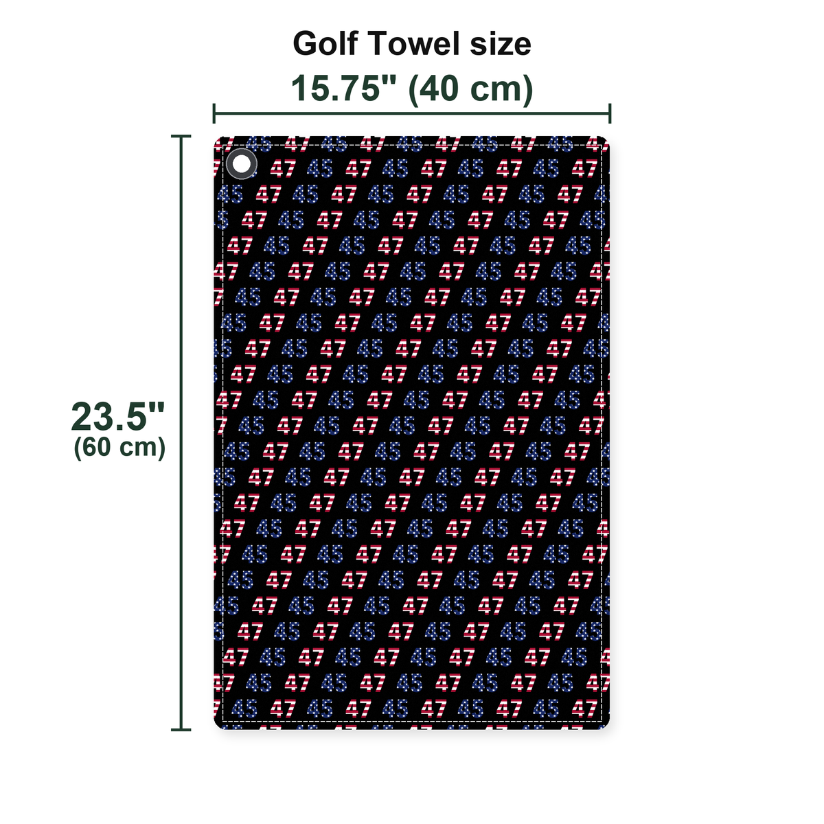 True American Special Edition Golf Towel - Size Chart