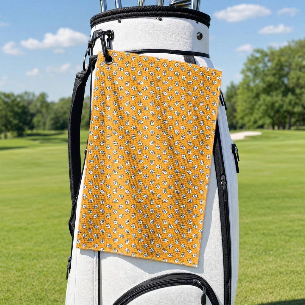 Two in Pink One in Stink Golf Towel - Hanging on a Golf Bag
