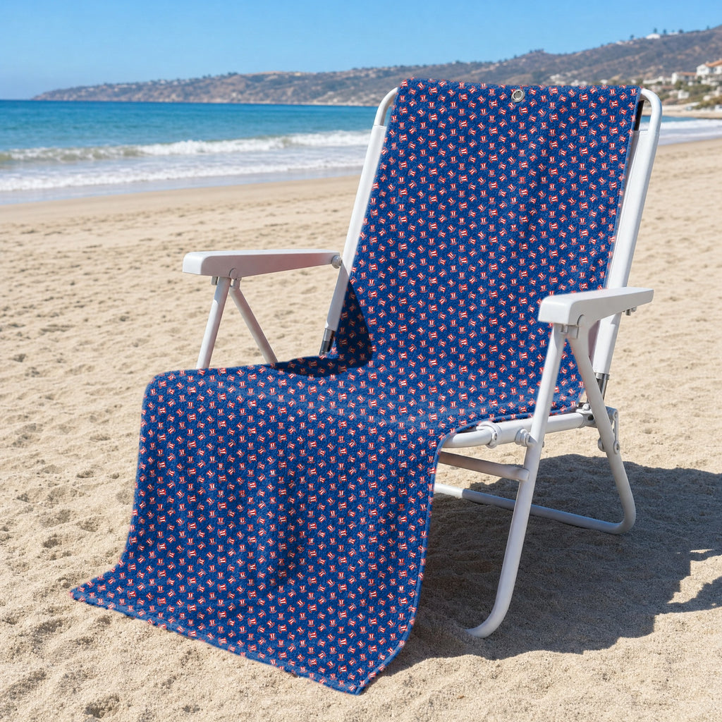 Uncle Sam Patriotic Full-Size Towel & Car Seat Cover - On a Beach Chair