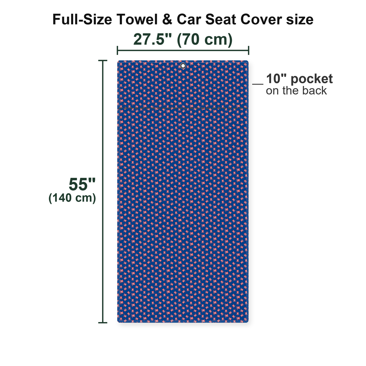 Uncle Sam Patriotic Full-Size Towel & Car Seat Cover - Size Chart