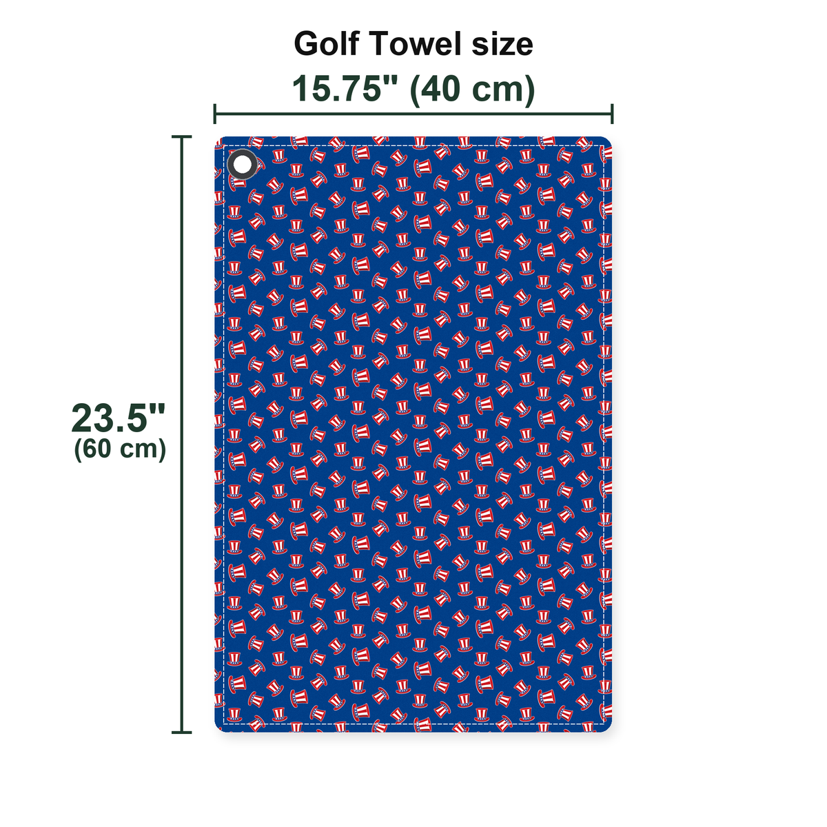 Uncle Sam Patriotic Golf Towel - Size Chart