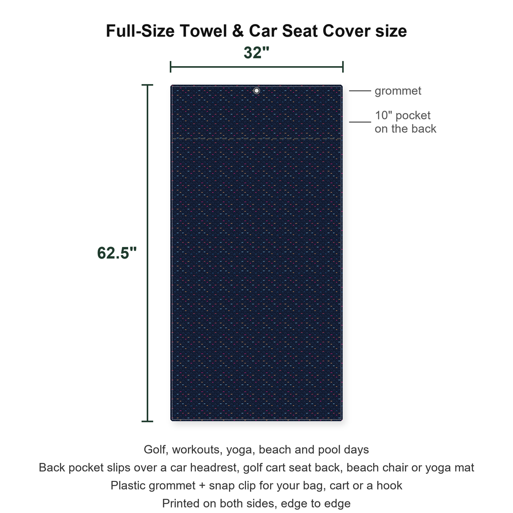 Until You Look Closer Full-Size Towel & Car Seat Cover - Size Chart