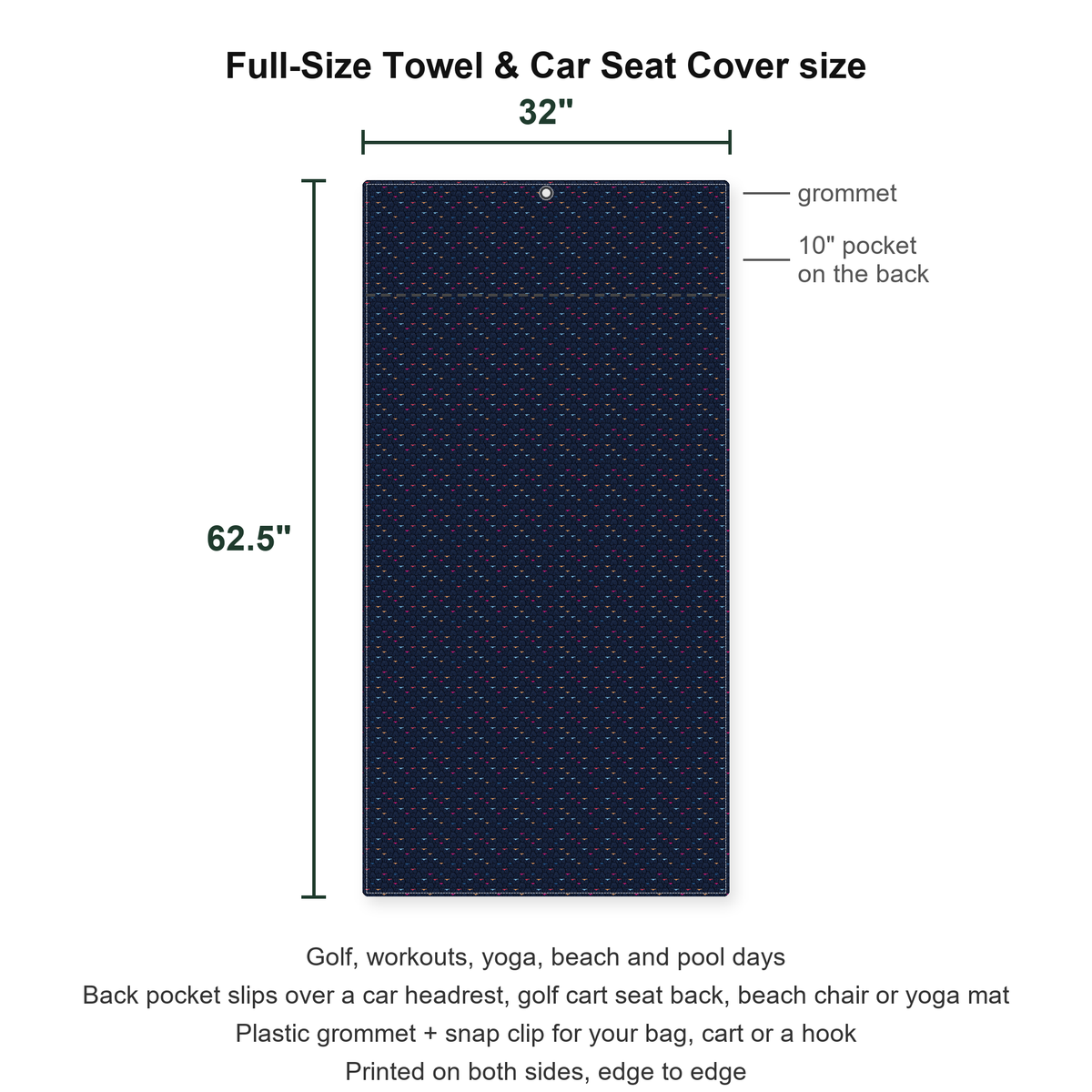 Until You Look Closer Full-Size Towel & Car Seat Cover - Size Chart