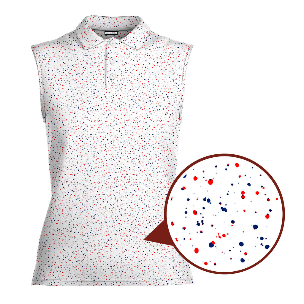 USA Spatter Women Sleeveless Polo Shirt - 1