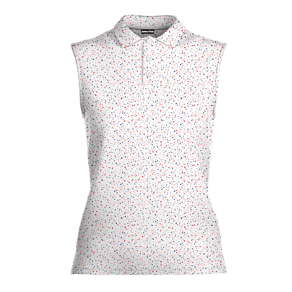 USA Spatter Women Sleeveless Polo Shirt - 2