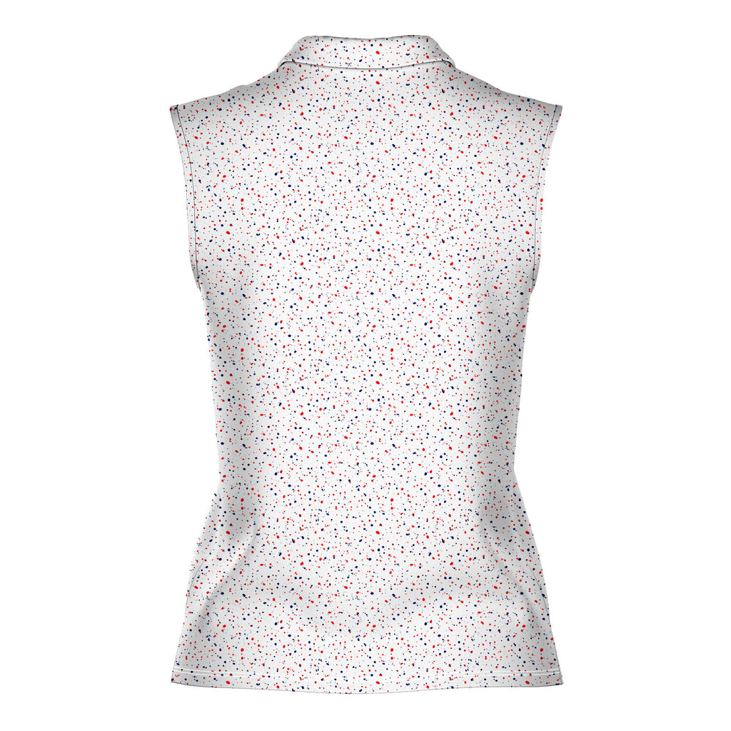 USA Spatter Women Sleeveless Polo Shirt - 3