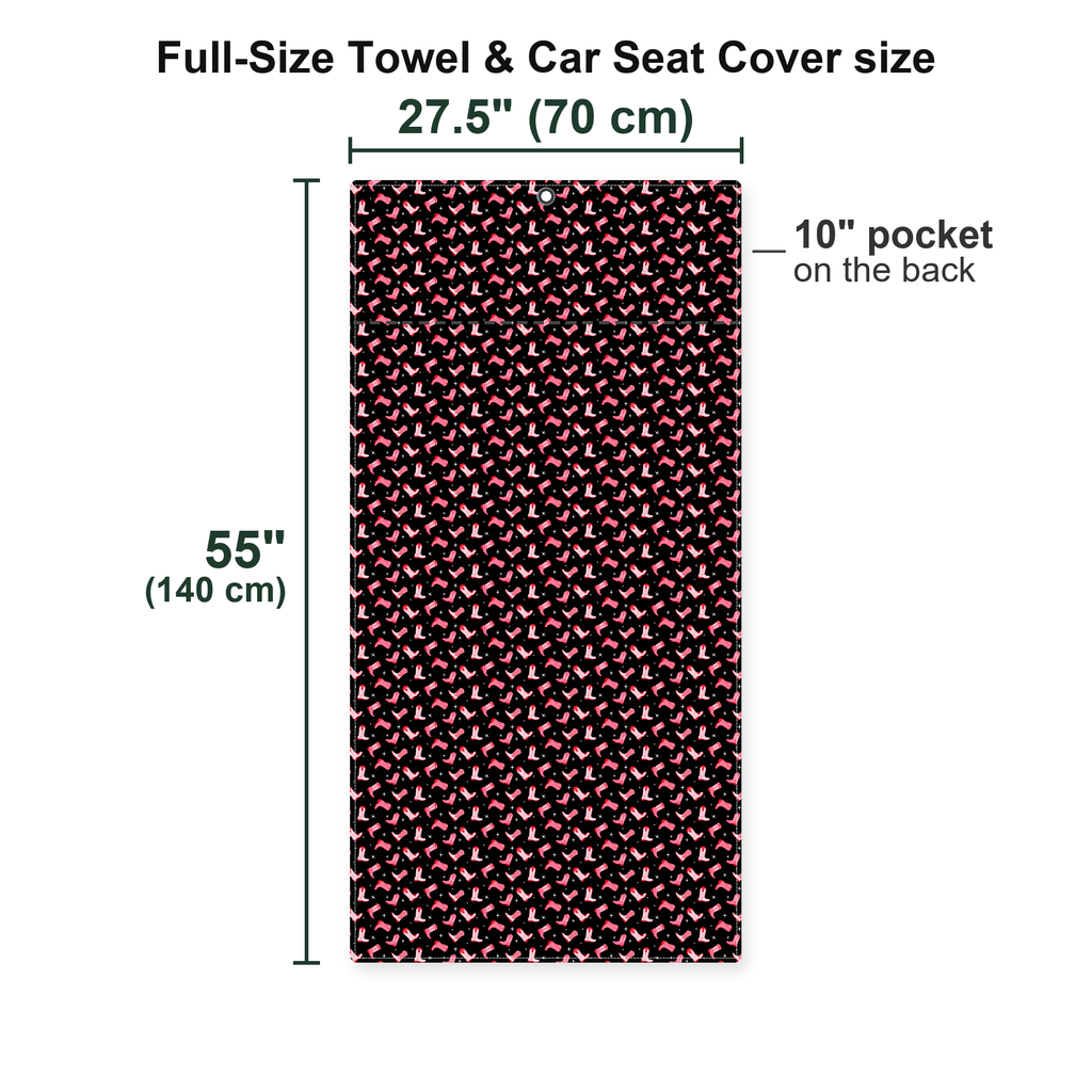 Western Tee Haw Let's Go Cowgirl Boots Full-Size Towel & Car Seat Cover - Size Chart
