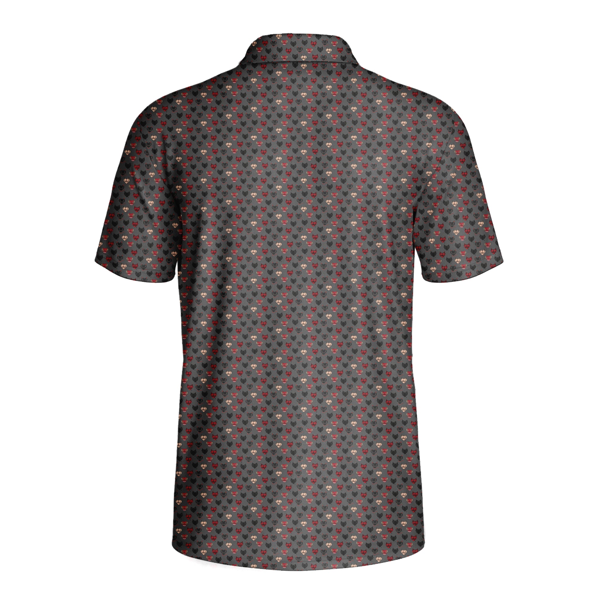 Wicked Hearts Polo Shirt For Men - GREY-BACK