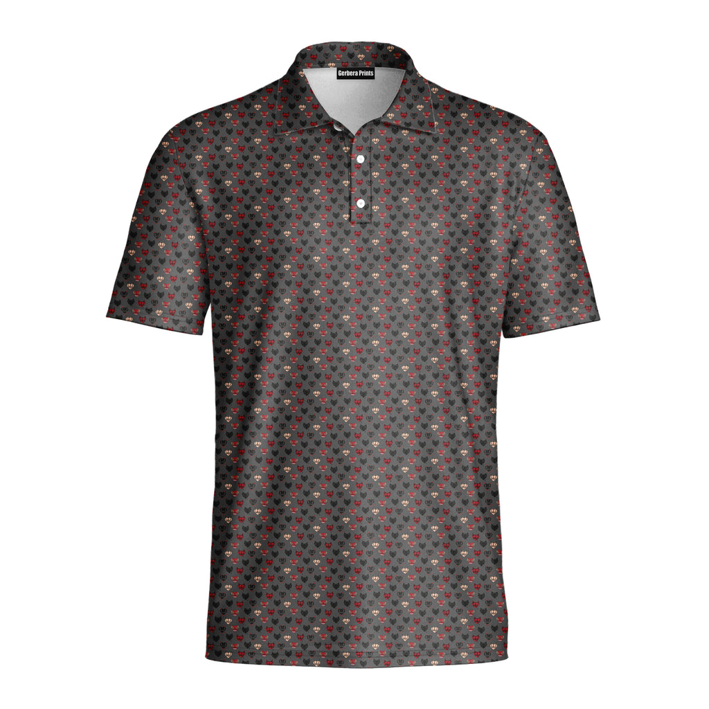 Wicked Hearts Polo Shirt For Men - GREY-FRONT