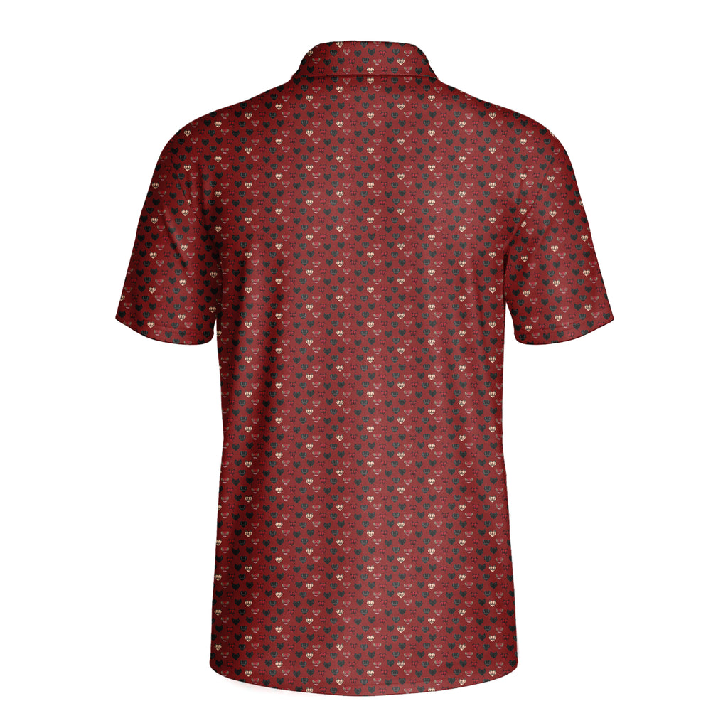Wicked Hearts Polo Shirt For Men - RED-BACK