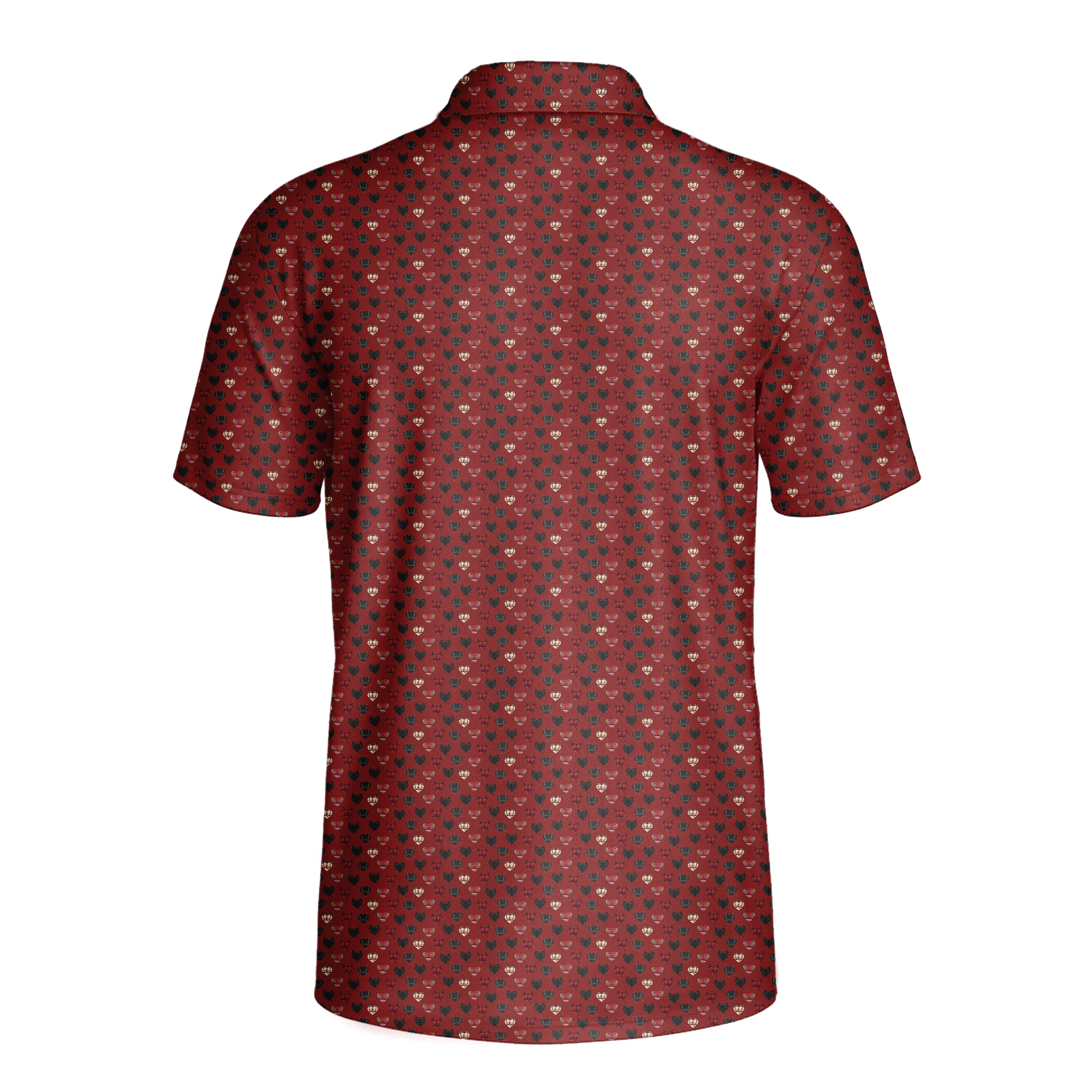 Wicked Hearts Polo Shirt For Men - RED-BACK