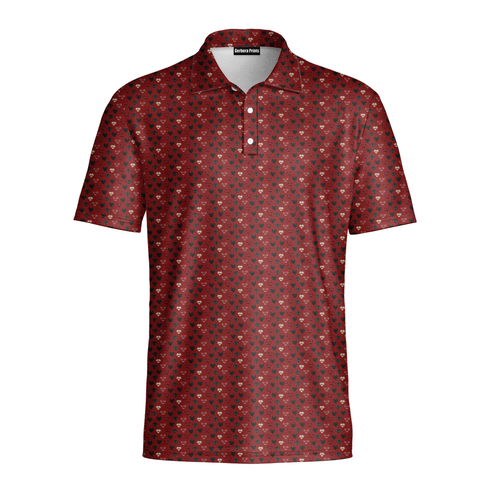 Wicked Hearts Polo Shirt For Men - RED-FRONT