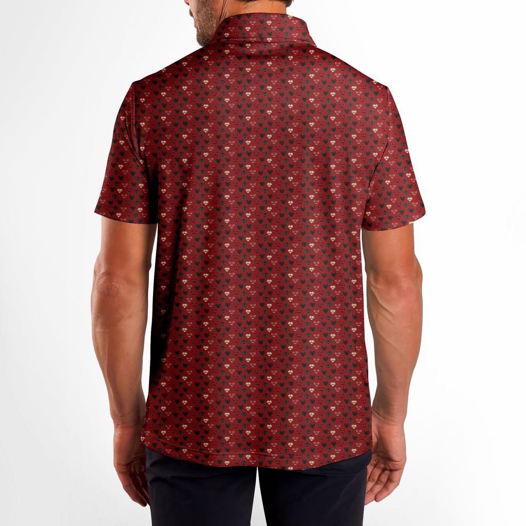Wicked Hearts Polo Shirt For Men - RED-M-B