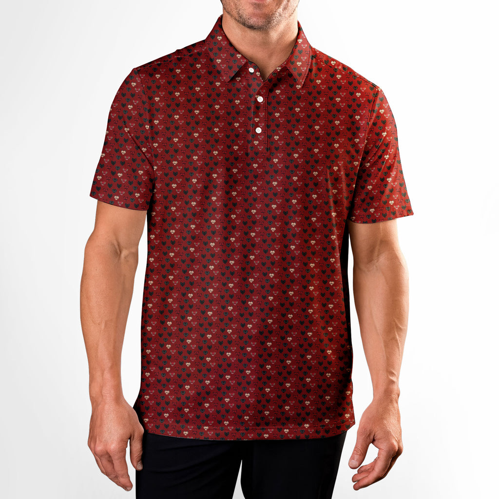 Wicked Hearts Polo Shirt For Men - RED-M-F