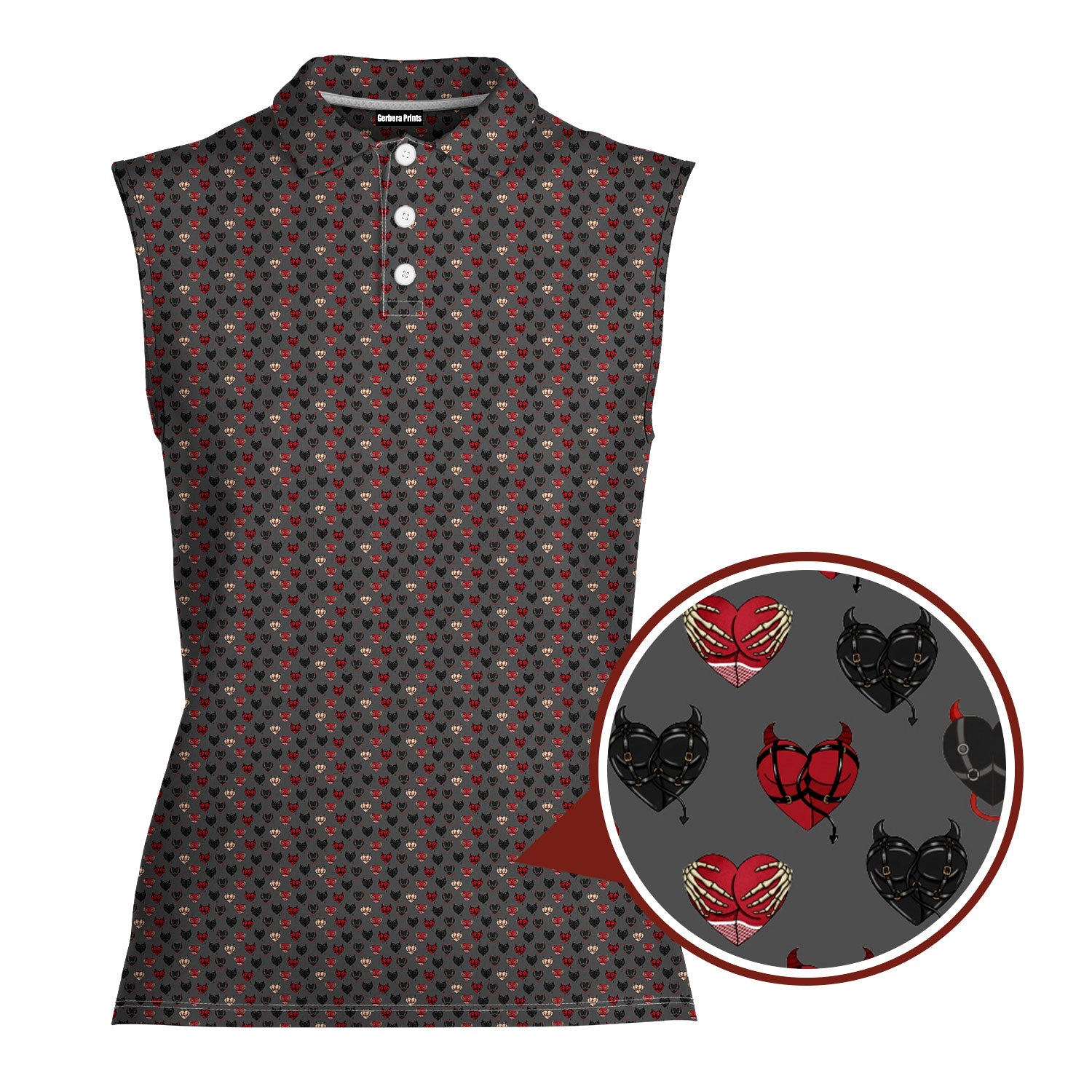 Wicked Hearts Women Sleeveless Polo Shirt - 1