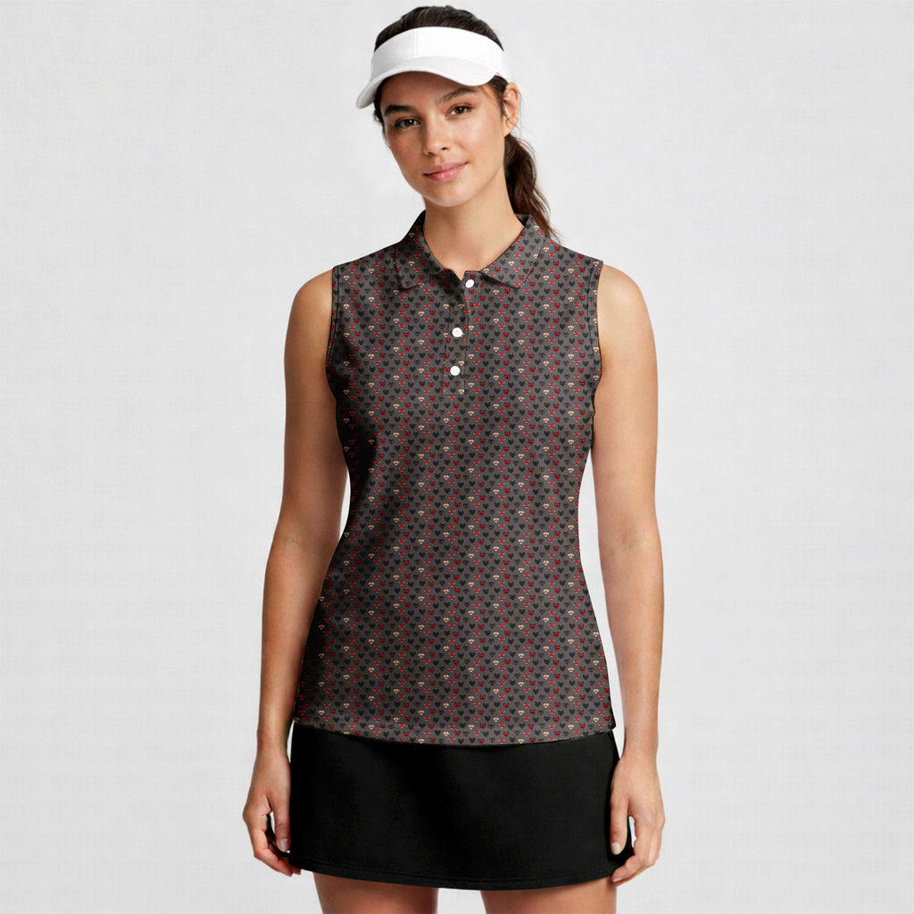 Wicked Hearts Women Sleeveless Polo Shirt - Model