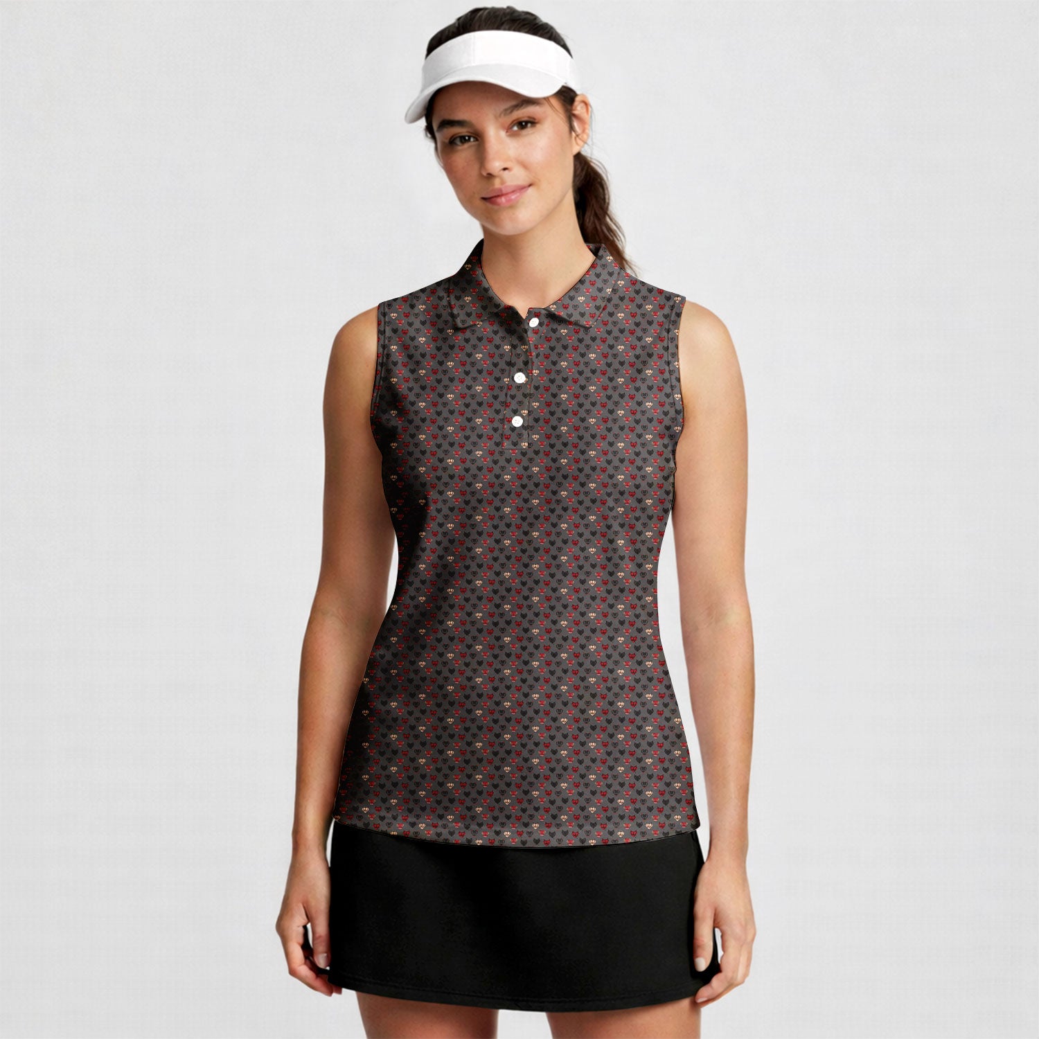Wicked Hearts Women Sleeveless Polo Shirt - Model