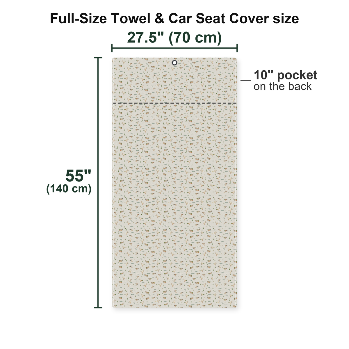 Wild Mallard Full-Size Towel & Car Seat Cover - Size Chart