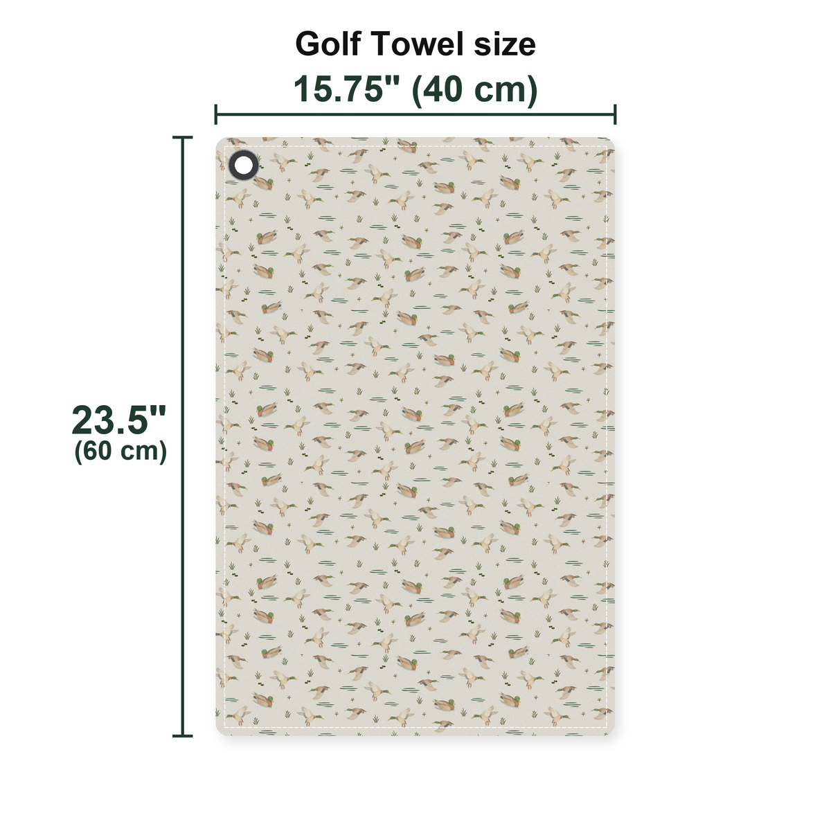 Wild Mallard Golf Towel - Size Chart