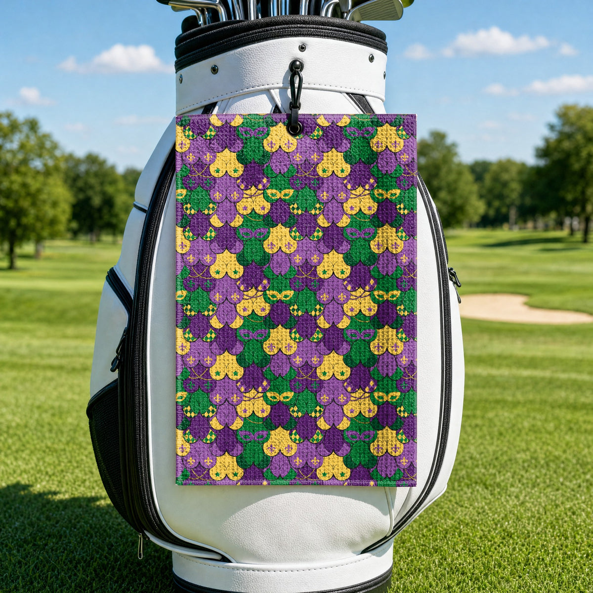 Wild Tuesday Golf Towel - Hanging on a Golf Bag