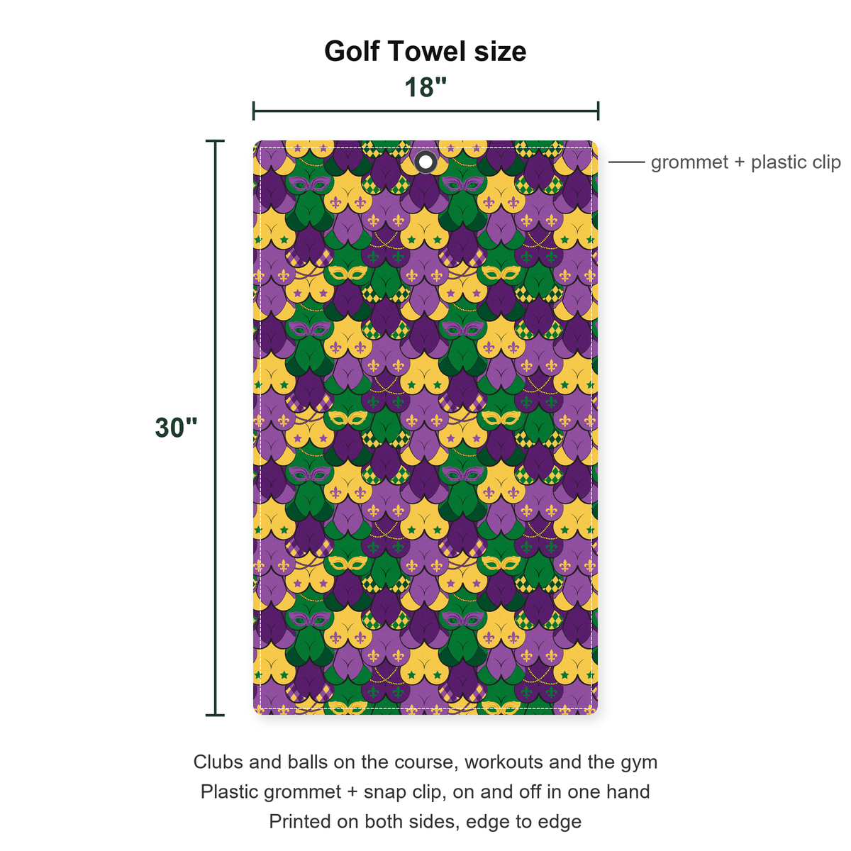 Wild Tuesday Golf Towel - Size Chart