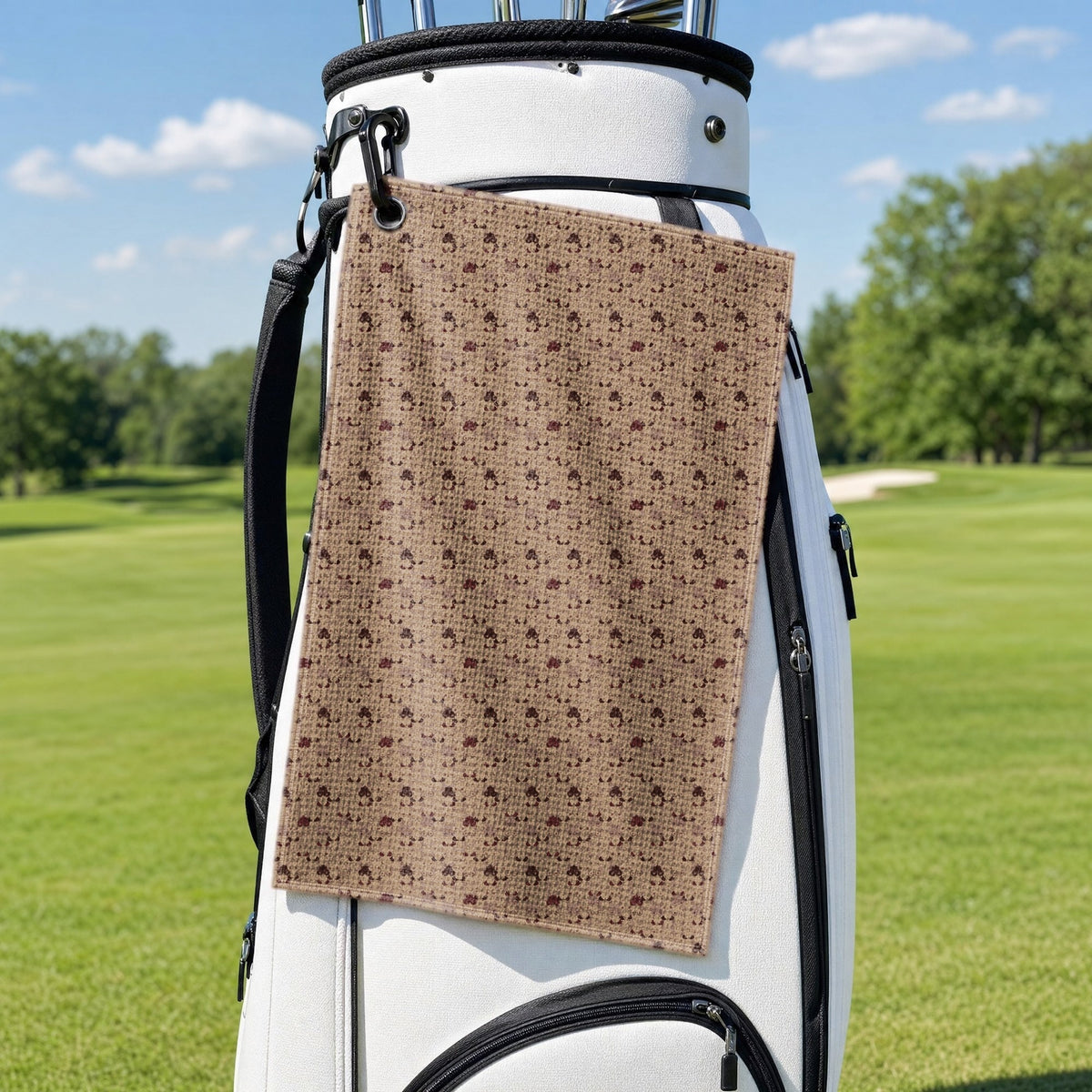Wild West Golf Towel - Hanging on a Golf Bag