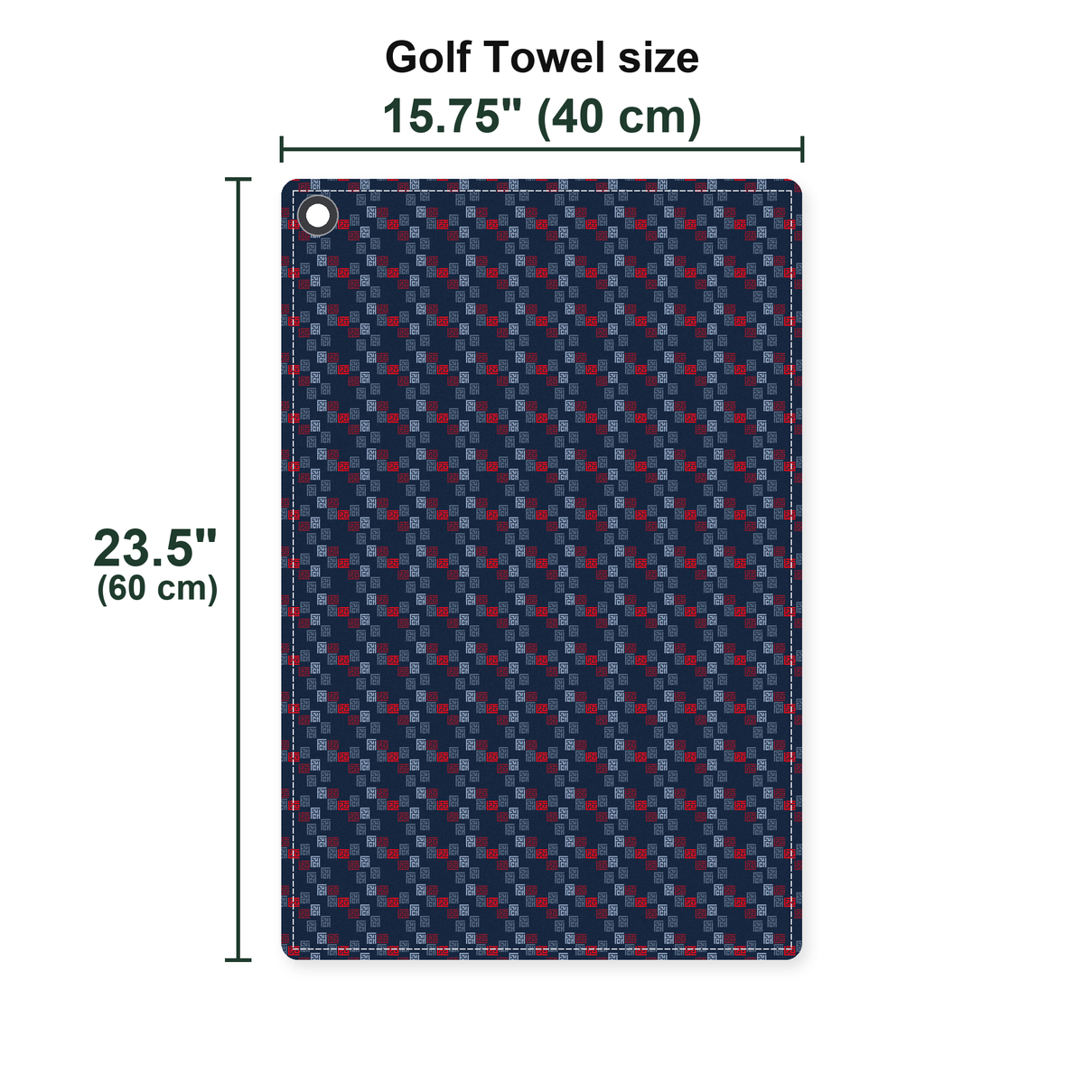 Word Art Golf Towel - Size Chart