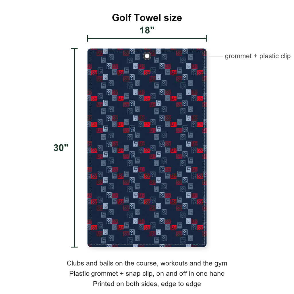 Word Art Golf Towel - Size Chart