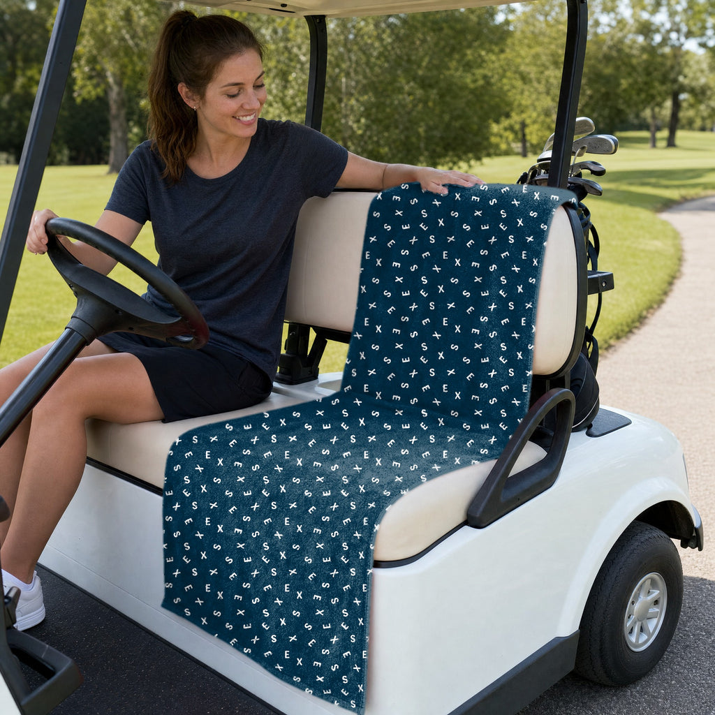Words Swirl Full-Size Towel & Car Seat Cover - On a Golf Cart Seat