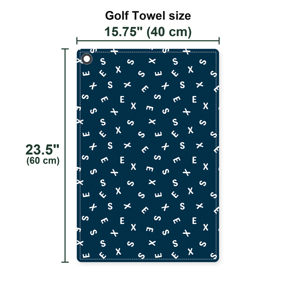 Words Swirl Golf Towel - Size Chart