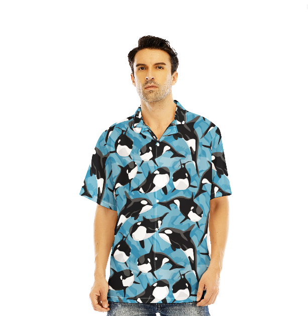 Realistic Killer Whale Orcinus Pattern Hawaiian Shirt