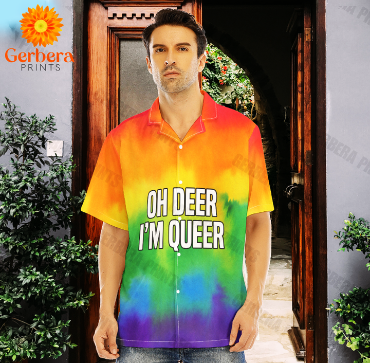 Oh Deer I'm Queer LGBT Rainbow Pride Month Aloha Hawaiian Shirts For Men And For Women WT2093
