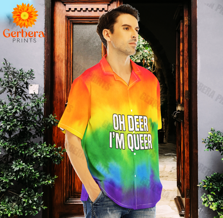 Oh Deer I'm Queer LGBT Rainbow Pride Month Aloha Hawaiian Shirts For Men And For Women WT2093