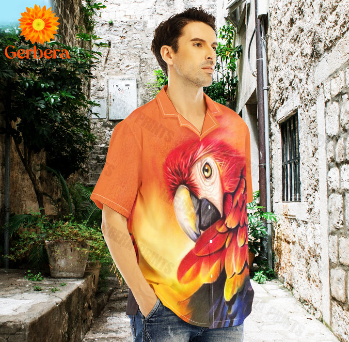 Parrot Tropical Bird Orange Aloha Hawaiian Shirts For Men And For Women WT5800