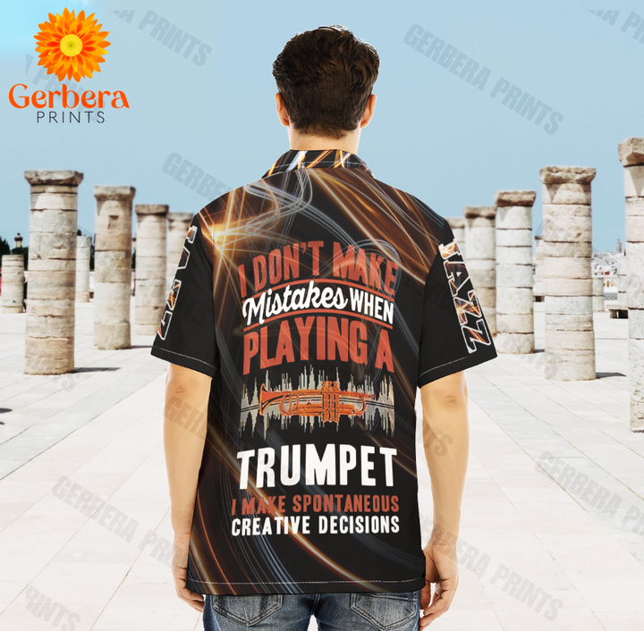 Trumpet Music I Dont Make Mistakes When Playing A Trumpet Black And Yellow Aloha Hawaiian Shirts For Men And Women WT5974