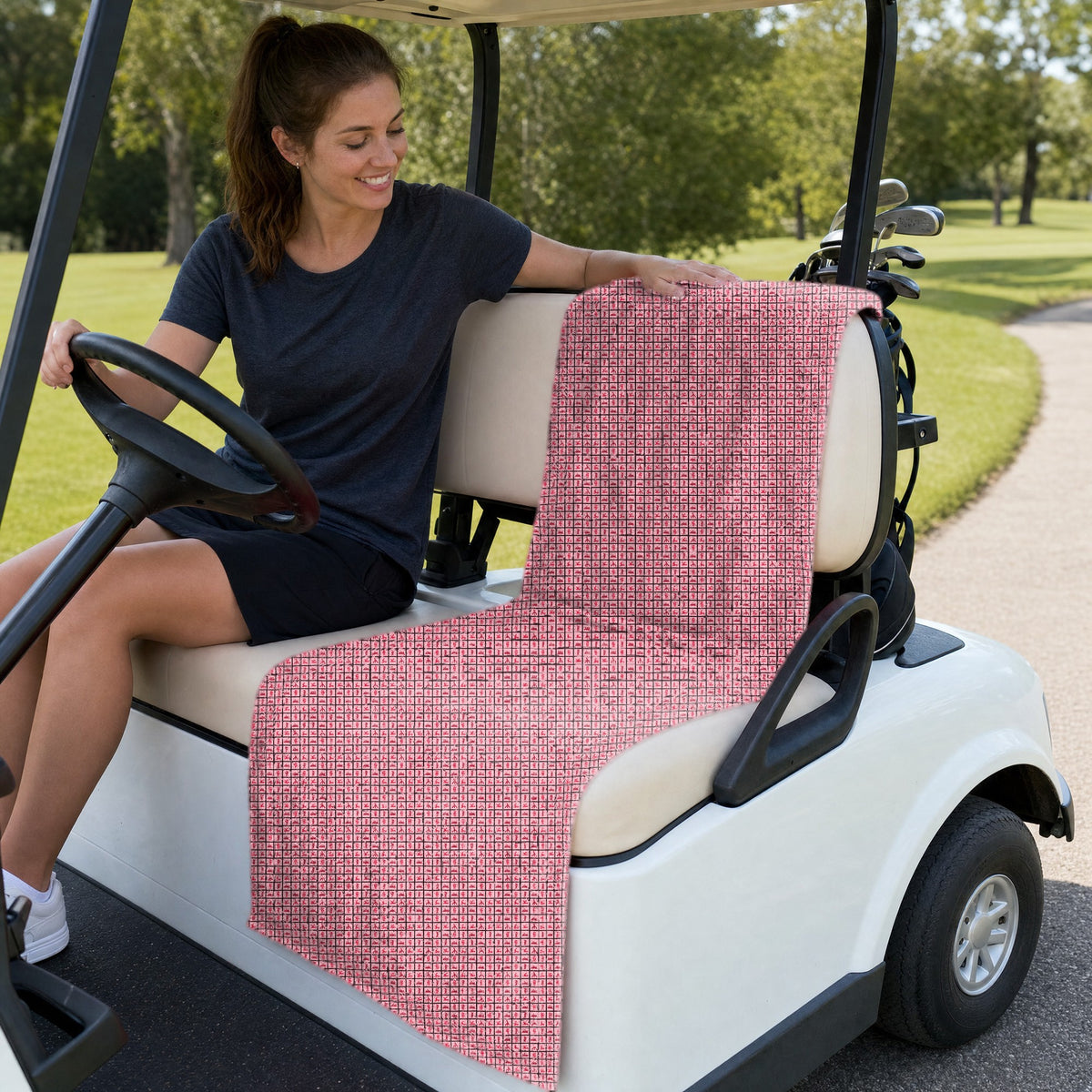 XO Full-Size Towel & Car Seat Cover - On a Golf Cart Seat