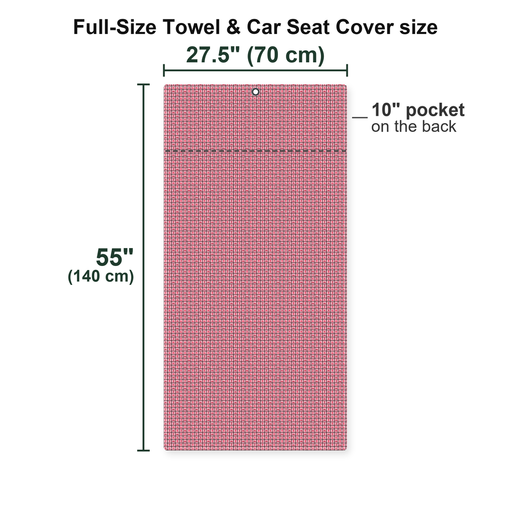 XO Full-Size Towel & Car Seat Cover - Size Chart