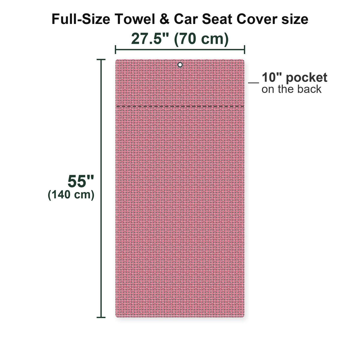 XO Full-Size Towel & Car Seat Cover - Size Chart