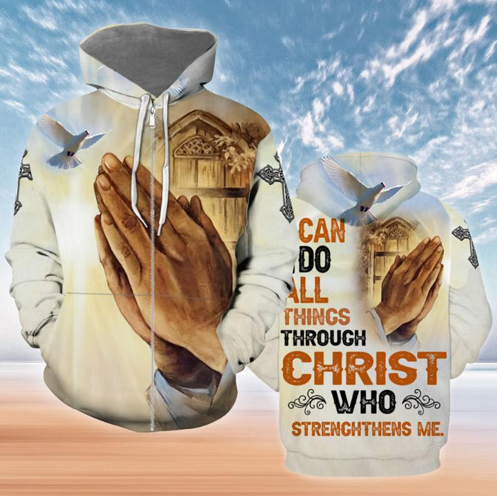 I Can Do All Things Through Christ Who Strengthens Me All Over Print | For Men And Women | HP1159-Zip Hoodie-Gerbera Prints.