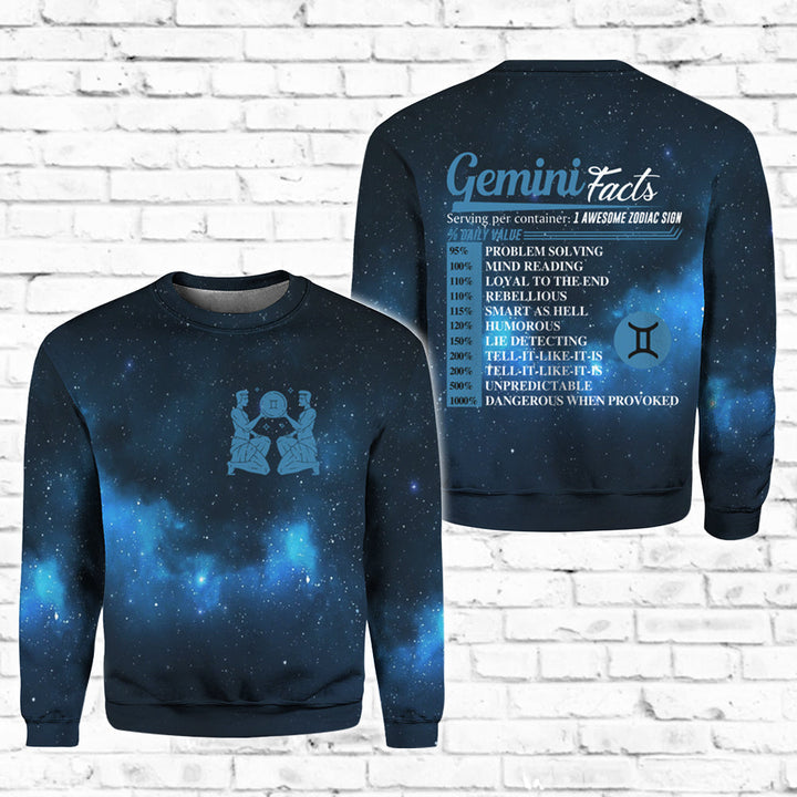 Gemini Horoscope Christmas 3D All Over Print | Unisex | Adult | HP67273-Crewneck Sweatshirt-Gerbera Prints.